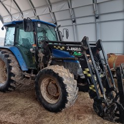NEW HOLLAND TL 100 DT + CARICATORE FRONTALE ANGELONI TWIN 2____ TRATTORE GOMMATO