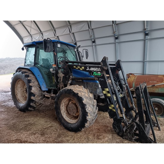 NEW HOLLAND TL 100 DT + CARICATORE FRONTALE ANGELONI TWIN 2____ TRATTORE GOMMATO